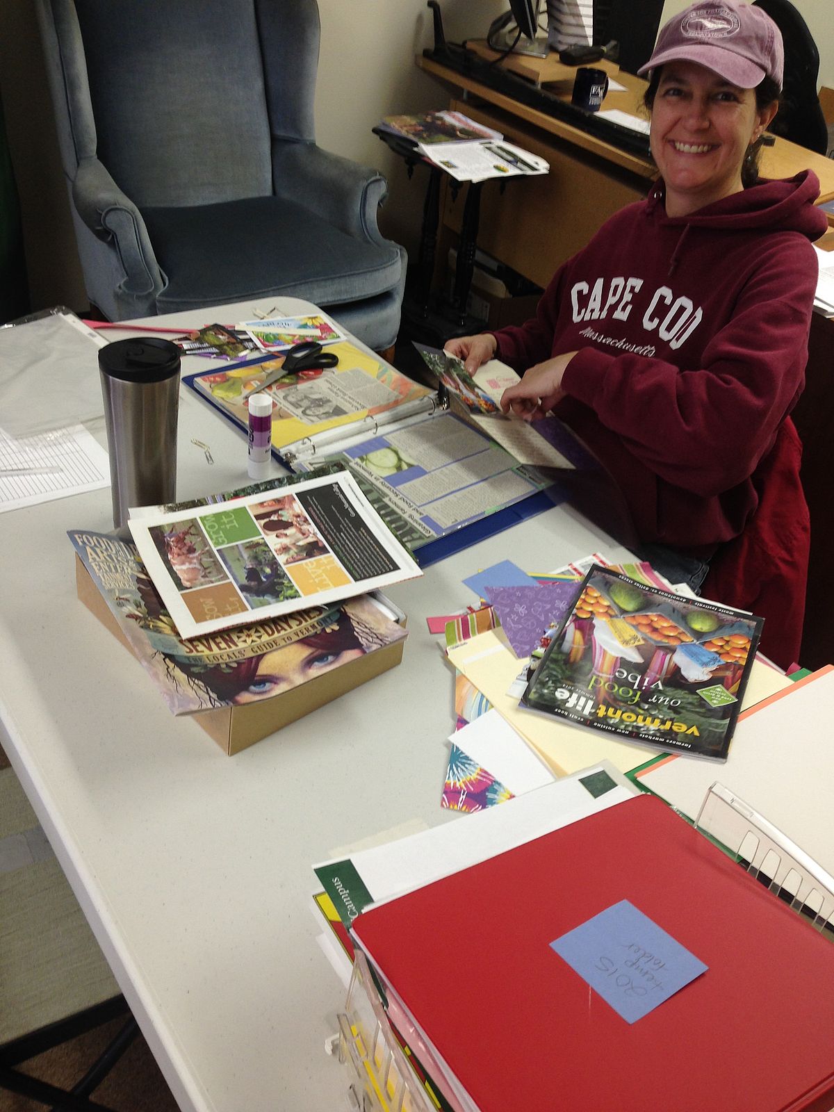 Lori working on our scrapbooks