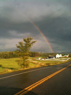 Rainbow over a farm