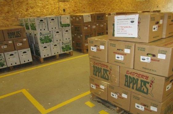 Packaged produce waiting for distribution at SESCF - a glimpse of how much volume we can capture.